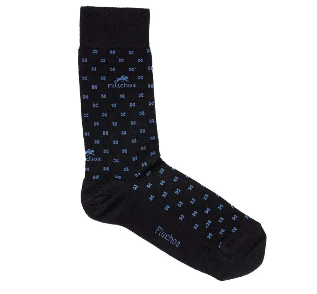 Hombre Fluchos CA0009 Calcetines Largos Azules y Cuadros